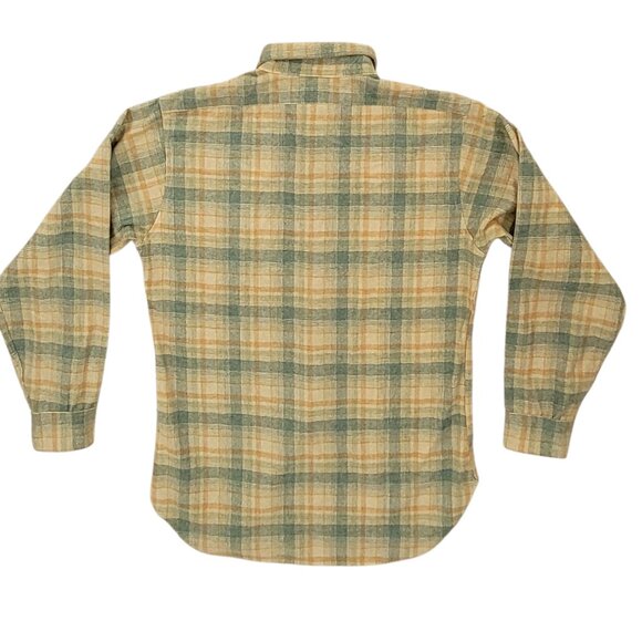 VTG Pendleton 100% Virgin Wool Sage Green Plaid Button Front Western Shirt Sz M - Picture 2 of 7